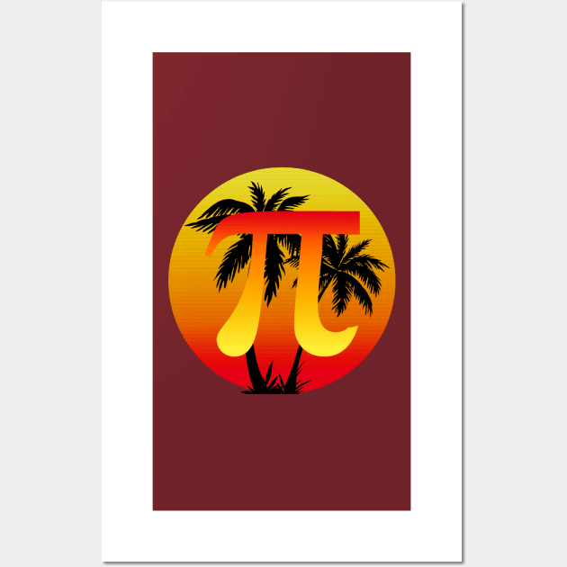 Pi Day Sunset Palm tree Wall Art by Sneek661